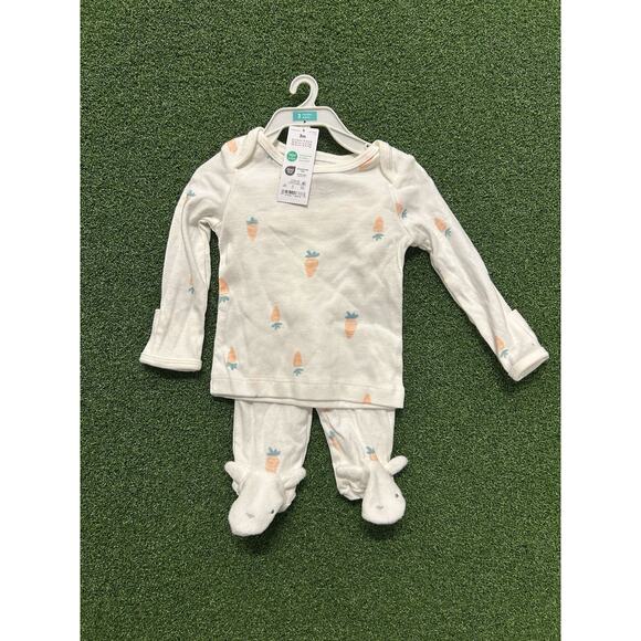 Carters (Boys 3M) Carrot Pajama Pants Shirt Set w/ Bunny Rabbit Feet Easter NWT - Picture 1 of 5